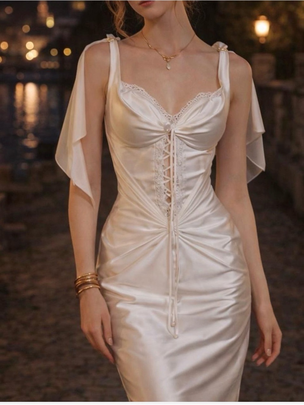 Lacemade St. Phoenix Corset Dress Satin White - Picture 2 of 10